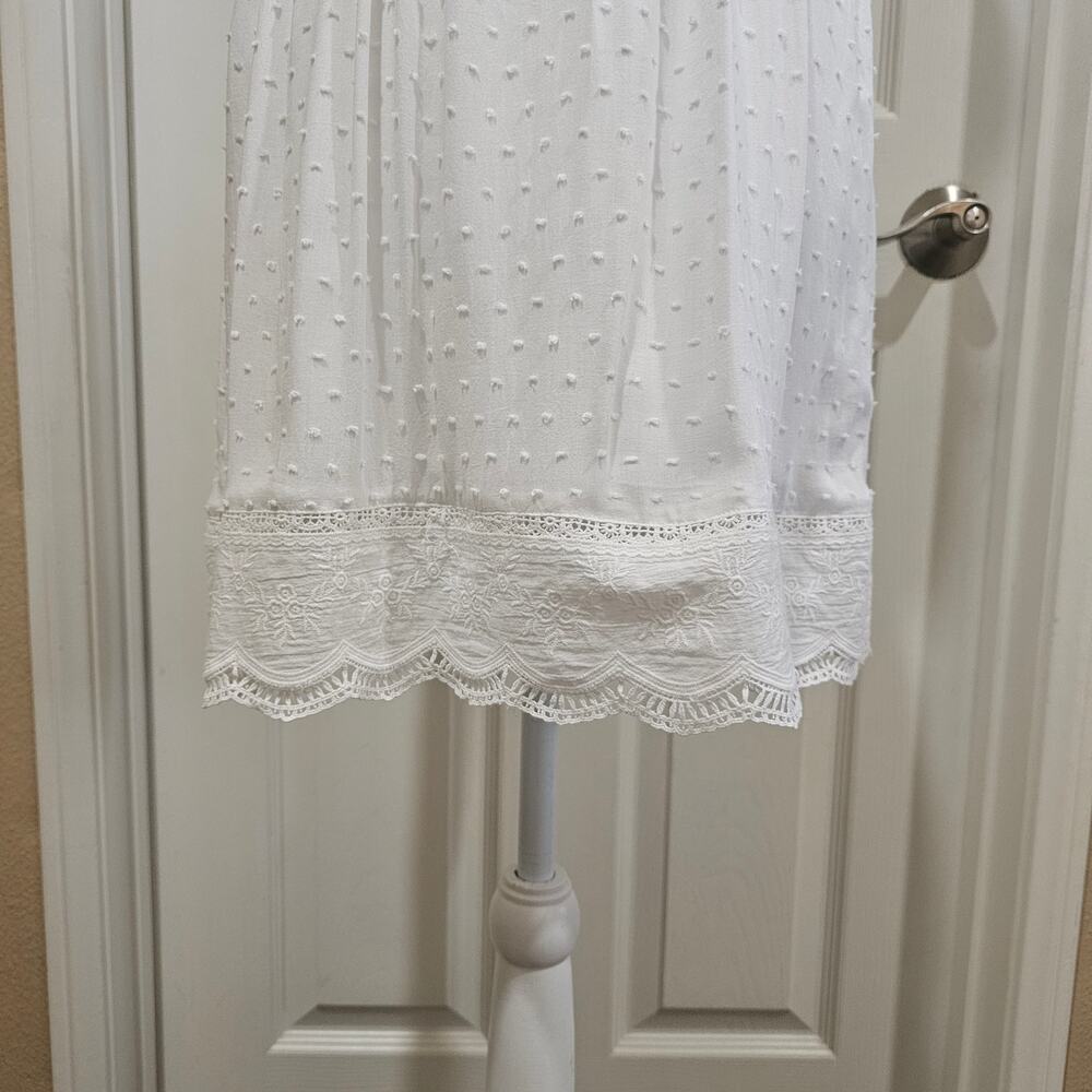 Nectar White Swiss Dot Lace Trim Slip Dress Lined Size Med - Picture 3 of 6